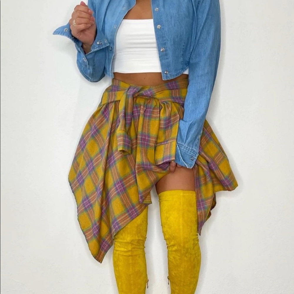 Pink Plaid Skirt